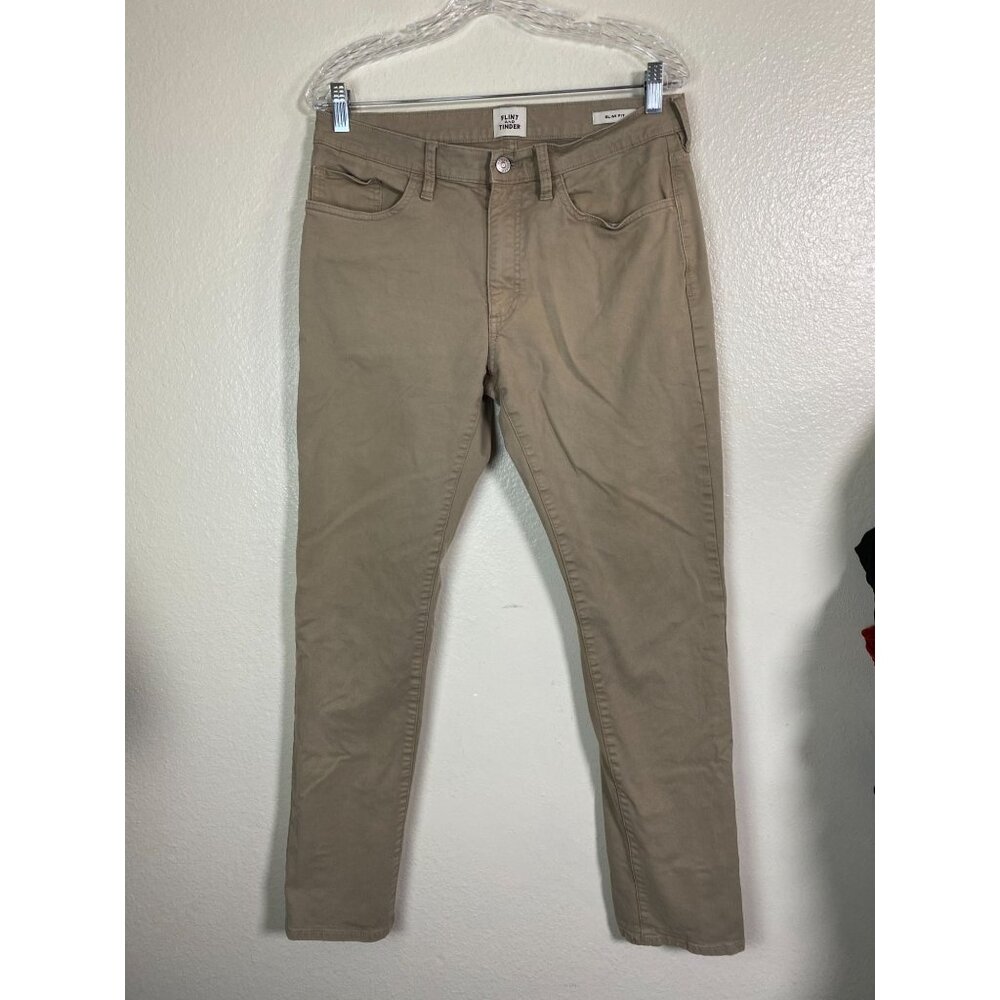 Flint & Tinder Slim Fit Khaki Pants Men Size 32x32 Cream Beige Cotton Blend